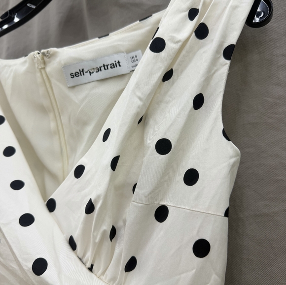 Self-Portrait Cream Polka Dot Cotton Midi Dress - Picture 10 of 13
